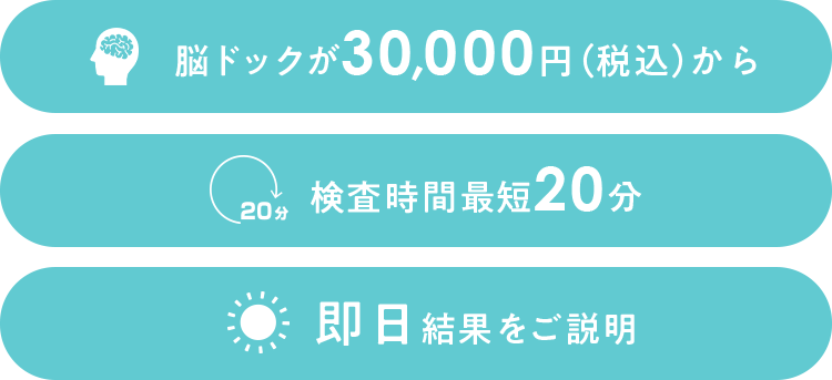 脳ドックが30,000円(税込)から 検査時間最短20分 即日結果をご説明